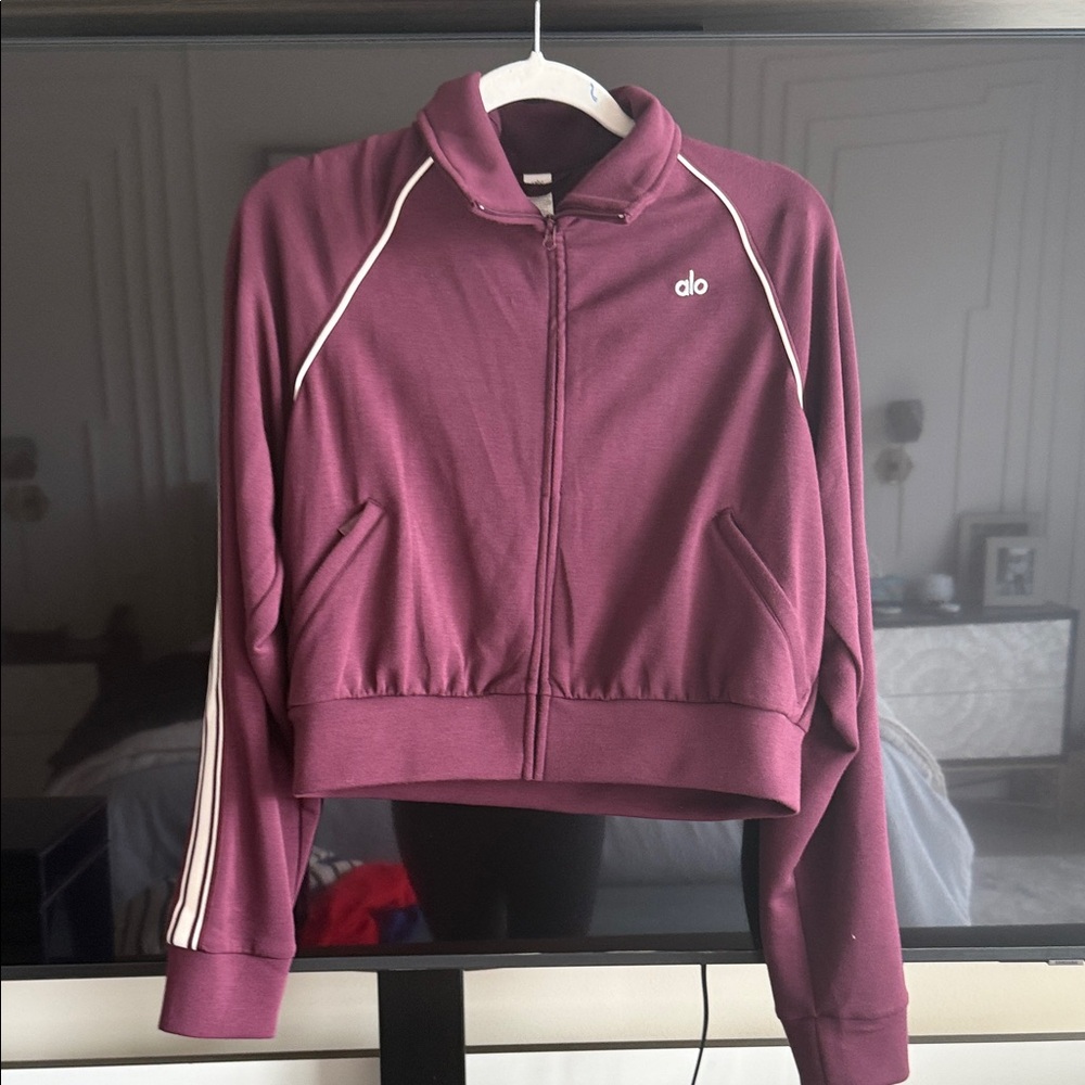 ALO Yoga Burgundy Jacket with White Accents
